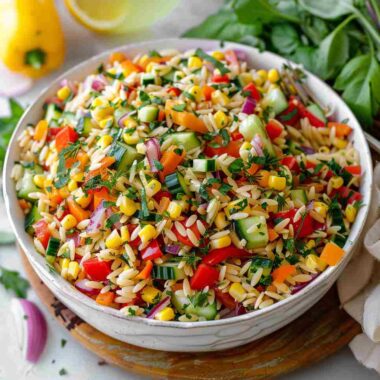 Salade Arc-en-Ciel de Pâtes Orzo : fraîcheur, couleurs et gourmandise 4 Salade Arc-en-Ciel de Pâtes Orzo