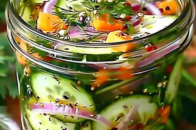 Salade de Concombre Mariné aux Oignons Rouges & Herbes