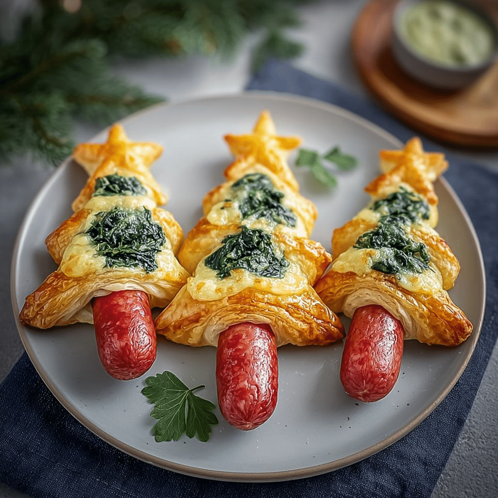 Sapins feuilletés aux épinards et saucisses : l’apéritif festif qui réunit toute la table 2 Sapins feuilletés aux épinards et saucisses : l’apéritif festif qui réunit toute la table