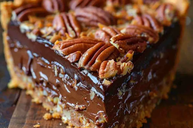 Tarte allemande sans cuisson au chocolat, noix de coco et pacanes
