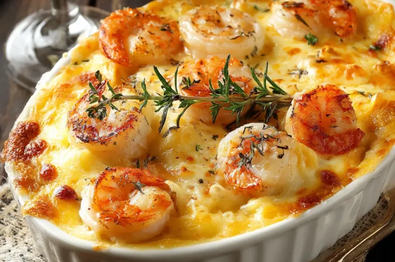 Gratin de fruits de mer crémeux au fromage doré