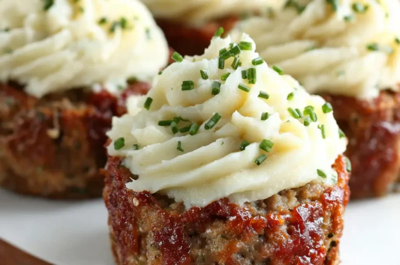 Mini Muffins de Pain de Viande de Noël avec Glaçage de Purée de Pommes de Terre