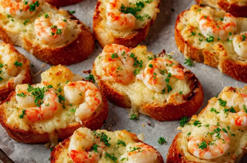 Pain à l’Ail Gratiné aux Crevettes de Noël