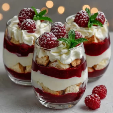Verrines framboise, mascarpone et éclats de meringue : la douceur en transparence 3 Verrines Framboise – Mascarpone – Éclats de Meringue