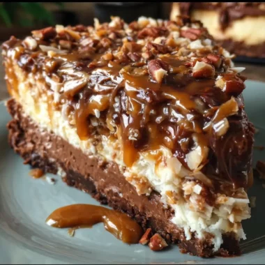 Gâteau au fromage allemand au chocolat, coco et noix de pécan 4 Gâteau au fromage allemand au chocolat