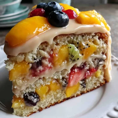 Gâteau à la Salade de Fruits et Glaçage au Sucre à la Crème, le Dessert de la Joie Partagée 4 Gâteau à la Salade de Fruits avec Glaçage au Sucre à la Crème