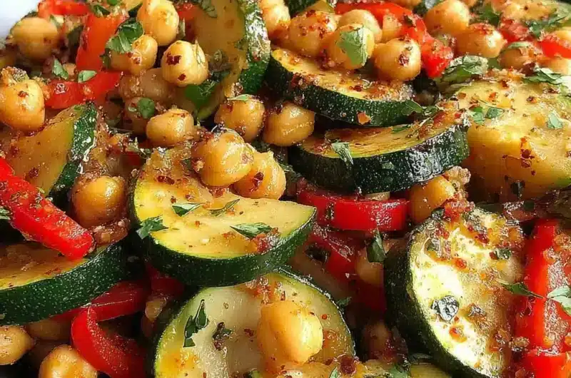 Poêlée de courgettes et pois chiches aux épices