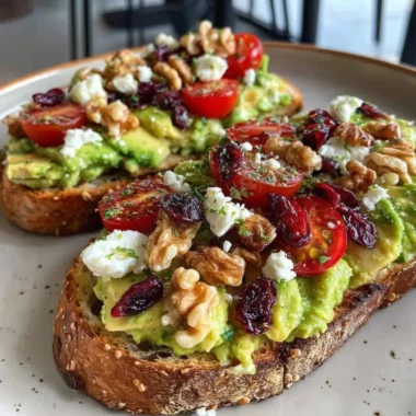 Toast à l’avocat, feta, tomates cerises, canneberges et noix 4 Toast à l’avocat, feta, tomates cerises, canneberges & noix