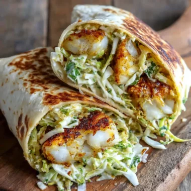 Wrap de tacos au poisson croustillant et salade crémeuse : fraîcheur, croquant et soleil dans chaque bouchée 4 Wrap de tacos au poisson croustillant et salade crémeuse