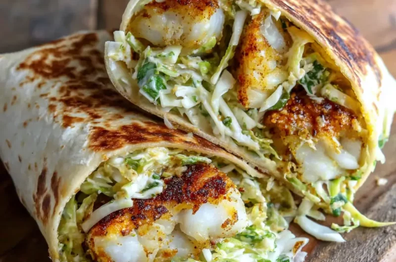 Wrap de tacos au poisson croustillant et salade crémeuse