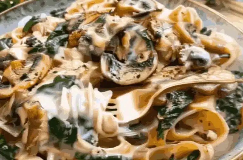 Pâtes crémeuses aux épinards et champignons