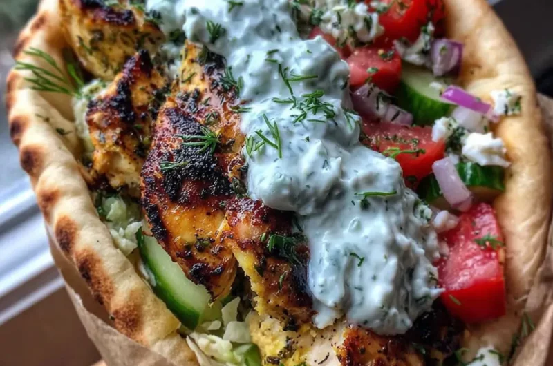 GYROS DE POULET MÉDITERRANÉEN AU TZATZIKI CRÉMEUX À LA FETA