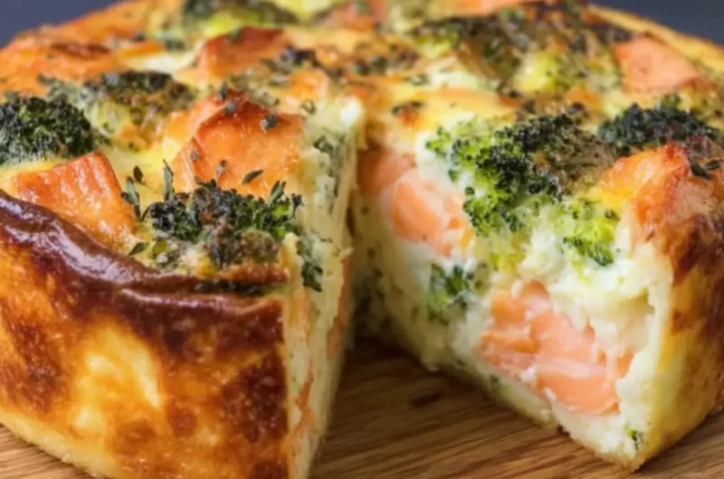 Quiche sans pâte au saumon et brocoli