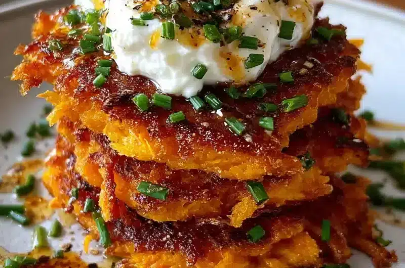 Beignets de patates douces, fromage blanc fouetté et miel chaud