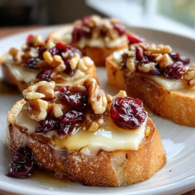 Brie Chaud et Crostini aux Noix & Canneberge, Miel Parfumé : L’Apéritif qui Réchauffe les Cœurs 4 Brie chaud & crostini aux noix, canneberges et miel épicé