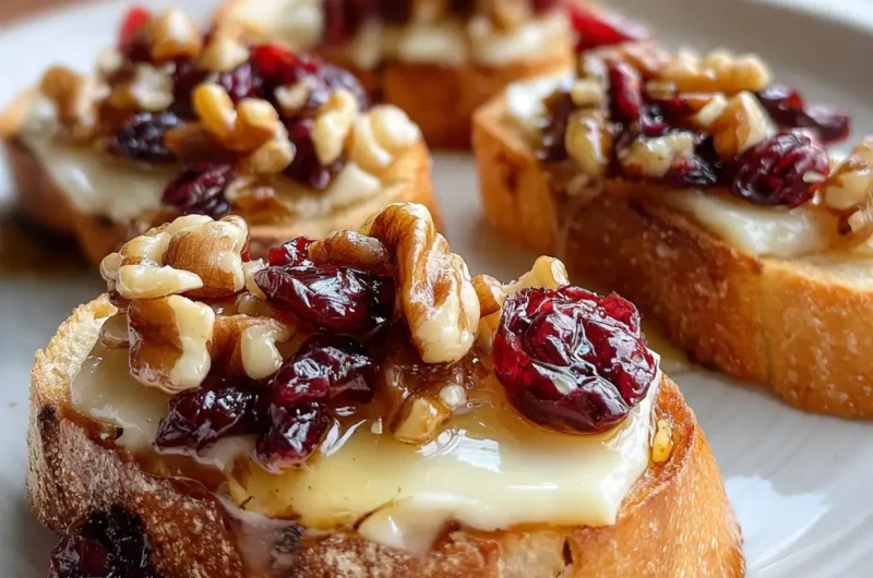 Brie chaud & crostini aux noix, canneberges et miel épicé