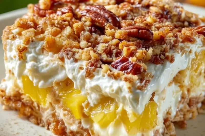 Croustillant au fromage à la crème, ananas & pacanes