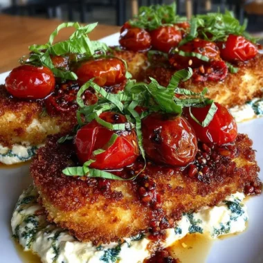 Poulet Croustillant Doré, Feta Crémeuse & Tomates Rôties : l’équilibre parfait entre gourmandise et fraîcheur 4 Poulet Croustillant Doré