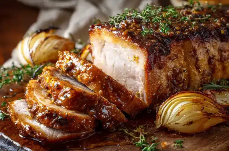 Rôti de porc à la moutarde et au miel