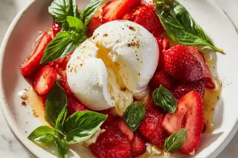 Salade Fraises, Basilic & Burrata