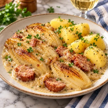 Endives braisées aux saucisses fumées et à la crème : le plat du Nord tout simple qui réchauffe les soirées 3 Endives braisées aux saucisses fumées et à la crème