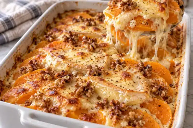 Gratin de courge butternut au reblochon et noix