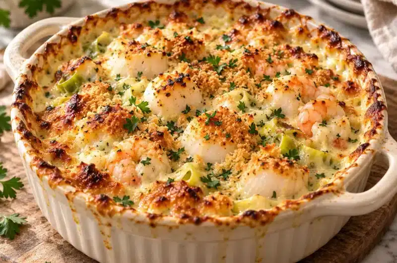 Cassolettes de la mer gratinées : Ma recette crémeuse aux poireaux — image 1