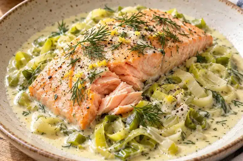 Saumon Fondant aux Poireaux et Sauce Crémeuse Légère — image 1
