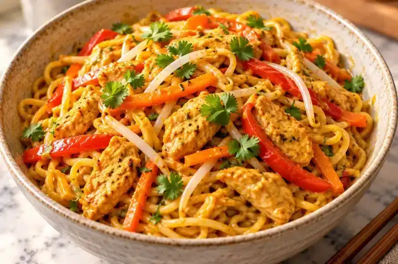 Wok de Nouilles au Poulet : Curry Doux et Lait de Coco — image 1