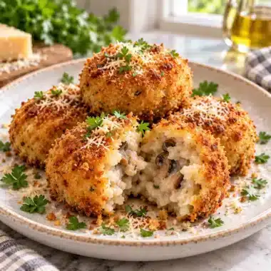 Croquettes de Risotto aux Champignons & Parmesan : L'Apéritif Doré 3 Croquettes de Risotto aux Champignons & Parmesan : L'Apéritif Doré — image 1