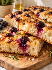 Focaccia aux Raisins Noirs, Romarin et Fleur de Sel : L’Italie à la Maison