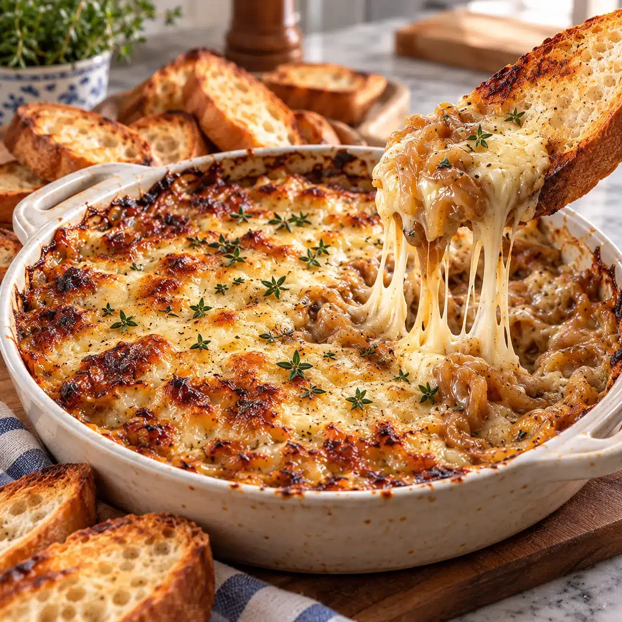 Soupe à l'Oignon Façon Dip Gratiné : L'Apéritif Fondant Idéal 2 Soupe à l'Oignon Façon Dip Gratiné : L'Apéritif Fondant Idéal